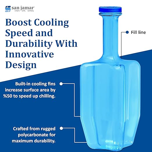 San Jamar Rapi-Kool Cold Paddle Chill Utensil for Chilling Soups and Hot Liquids In Restaurants and Kitchens, Plastic, 64 Ounces, Blue, (Set of 2)
