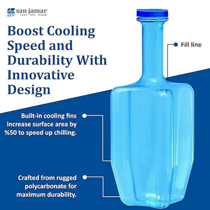 San Jamar Rapi-Kool Cold Paddle Chill Utensil for Chilling Soups and Hot Liquids In Restaurants and Kitchens, Plastic, 64 Ounces, Blue, (Set of 2)