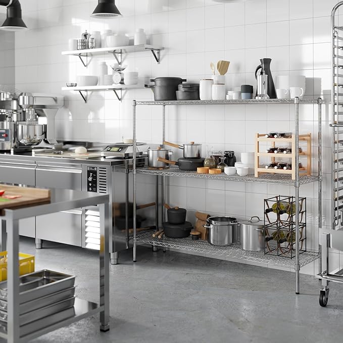 18" Deep x 60" Wide x 54" Height Wire Shelving Kit | 3-Tier | NSF Commercial Storage Rack Unit