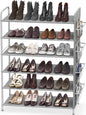 Simple Houseware 6-Tier Shoe Rack Storage Organizer w/Side Hanging Bag, Grey