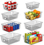 8 Set, Extra Large Wire Baskets for Organizing with Lables, Cabinet Pantry Organization and Storage Bins - Metal Basket for Kitchen, Laundry, Garage, Fridge, Bathroom Countertop Organizer, Black