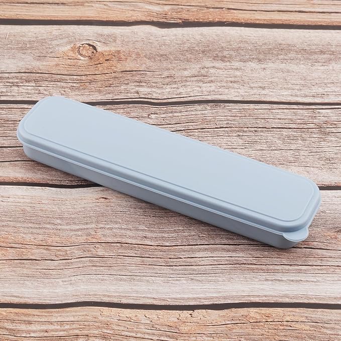 1pcs Portable Flatware Box Travel Tableware Storage Case Box, Utensil Case Flatware Storage Box for Cutlery Kit, 9.84 x 2.40 inch (Blue)