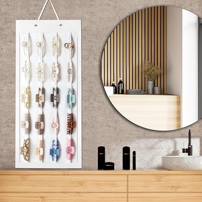 SMUK Hair Claw Clip Holder for Girls, Hanging Claw Clips Storage Organizer for Women, Hair Clip Stand Holder for Wall, Door, Closet, Big Claw Clip Display for Teen Girls