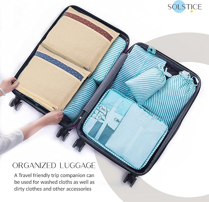 SOLSTICE Cotton Saree Bags, Covers for Storage Set with Zip Closure for Clothes Bags and Wardrobe Organizer with Transparent mesh window (16 x 14 Inches) (Pack 0f 12)