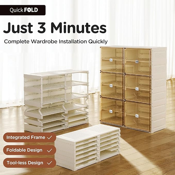 ANTBOX Portable Shoe Rack Organizer for Closet Entryway, Stackable Sneaker Storage Shoe Cabinet with Magnetic Clear Door, Large Plastic Storage containers Bins with Lids 4 Tiers 16 Pairs
