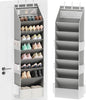 Criusia Over the Door Shoe Organizer, Hanging Shoe Storage with Deep Pockets,Ideal for Sneakers, Heels, Boots, Fits 16-24 Pairs of Shoes, Gray