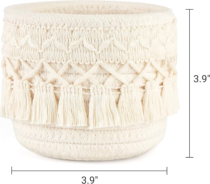 Mkono Set of 4, Necklace Holder Wall Mounted and Makeup Brush Holder Organizer Mini Woven Baskets