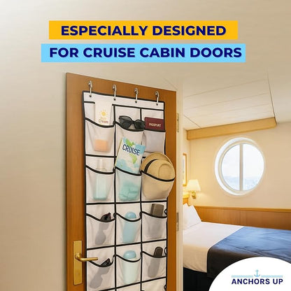 Cruise Cabin Over Door Organizer for Shoes, Toiletries and Accessories – 24 Pockets – Tested on All Cruise Lines such as Carnival, Royal Caribbean, Celebrity, Norwegian etc – Cruise Essentials