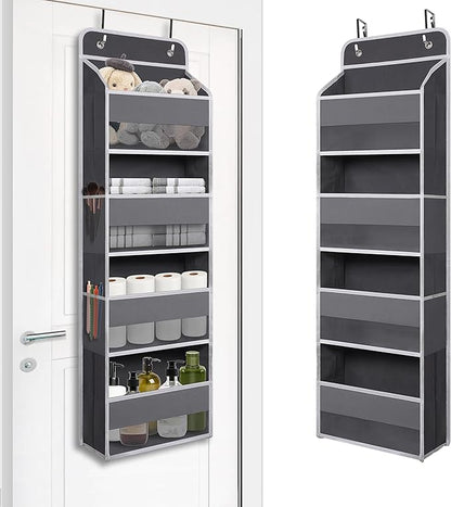 TYMENSH Over The Door Hanging Organizer with 4 Large Pockets – Closet, Bathroom, Nursery, Bedroom, Dorm Storage for Toys, Cosmetics, and Baby Essentials, Gray