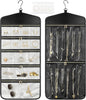 CHICECO Travel Jewelry Holder Organizer,Hanging Jewelry Organizer Storage With Zippered Pockets for Cloest,Wall,Door,Jewelry Holder for Earrings, Necklaces（Beige Black）