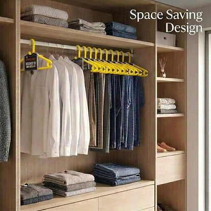 Sturdy Polypropylene Hanger, Pack of 12,Yellow l Cloth Hanger l Dress Hangers l Hanger for Clothes Hanging