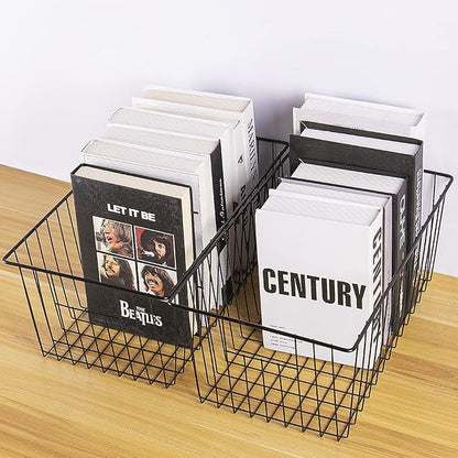 6 Pack Freezer Organizer Bins - Stand up Freezer Organizers for 16 Cu.Ft Upright Freezer, Easily Get Food Improve Air Circulation, Wire Storage Baskets, Black