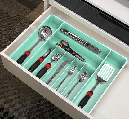Simple Houseware Expandable Kitchen Drawer Flatware Organizer, Turquoise