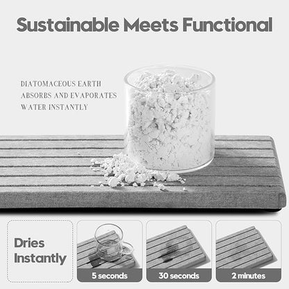 Razborci 2PCS Instant Dry Diatomite Stone Counter Makeup Tray Organizer, Fast Drying Caddy Kitchen Sponge Holder Mat, Bathroom Vanity Toothbrush Bottle Dispenser Soap Dish Rack, Light Gray, 8"x 3.8"