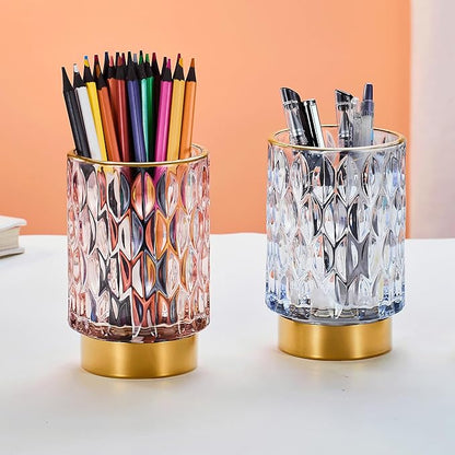 Makeup Brush Holder Organizer,Toothbrush Holders,Desk Pen Pencil Holder,Multifunctional Vintage Glass Brush Cup（A39-10-US）