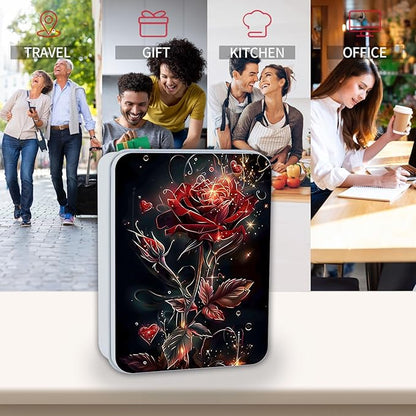 Metal Tin Box Sturdy Metal Storage Box with Lid, Large Container Holder for TCG Cards,Car Keys,Cookies,Tin Containers for Gift,5.0x3.7x1.6 Inch,Exquisite Pattern Design(Darkness Roses)