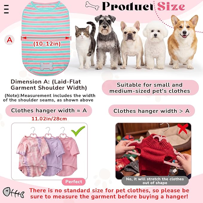 24 Pcs Pink Dog Clothes Hangers 13'' Non-Slip & 360° Swivel Pink Velvet Pet Hangers for Dogs and Cats Rustproof Metal Hooks, Space-Saving for Home Storage & Grooming Salons