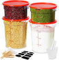 2QT NSF Food Storage Containers: 8 PCS [Food Grade][Hot&Cold Resistant] Commercial Clear Round Food Storage Containers with Scales Handles for Home Restaurant Kitchen Proof Dough(BPA FREE)