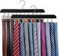 2 Pack Tie Rack and Belt Hanger 40 Hooks 360 Swivel Foldable Wooden Closet Rod Organizer Space Saving for Ties Belts Hats Bras Tank Tops Black