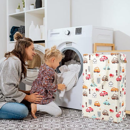 Odonata Slim Laundry Hamper Handles Collapsible Laundry Basket Thin Dirty Clothes Basket Narrow Laundry Bag Foldable Dirty Hamper 48L (Car)