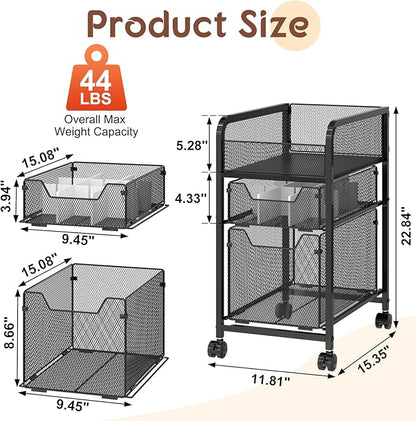 Hongtamoya Rolling Makeup Cart Organizer with 2 Drawers, Narrow Floor Skincare Organizers, Vanity Organizer Cosmetics Display Cases Holder for Skin Care Nail Polish Perfume Makeup Brush, Black