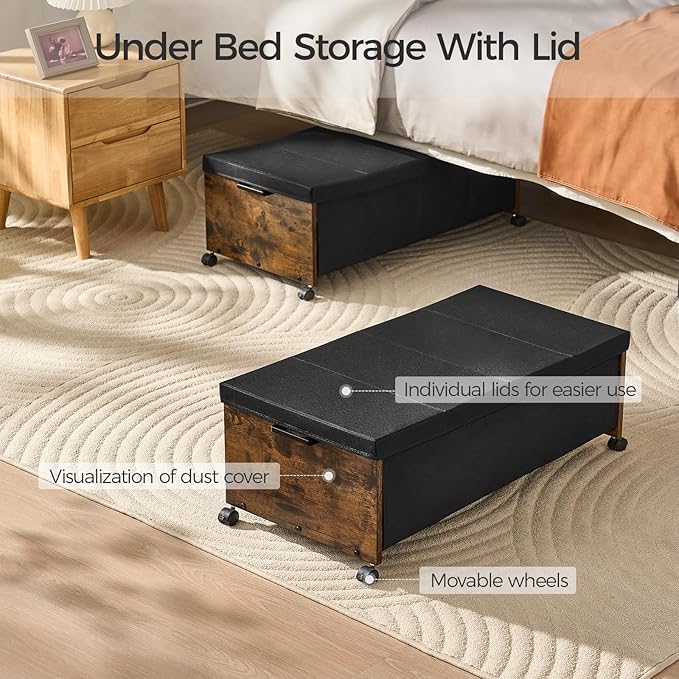 FOUCSSOMEI Under Bed Drawers on Wheels, XXXXL Size, UnderBed Storage with Wheels, Wooden Under Bed Storage, Heavy Duty, Patented Design