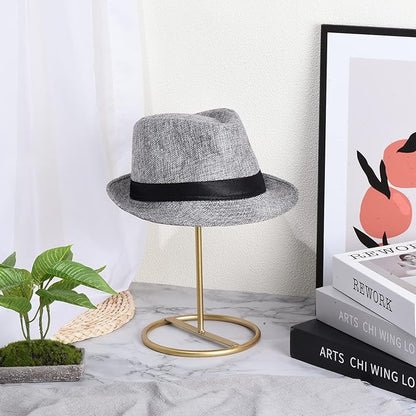 uxcell Metal Hat Display Stand 2 Pack Tabletop Hat and Wig Rack Holder Freestanding for Baseball Cap, Fedora Hat, Cowboy Hat - Gold, 12 Inch