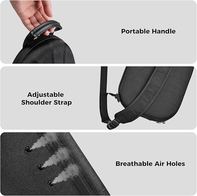 ProCase Hard Hat Travel Case for Baseball Caps, No-Crush Case Holds Up to 5-6 Hats, Adjustable Interior with Shoulder Strap for Travel, Hat Organizer Ball Caps Holder -Black