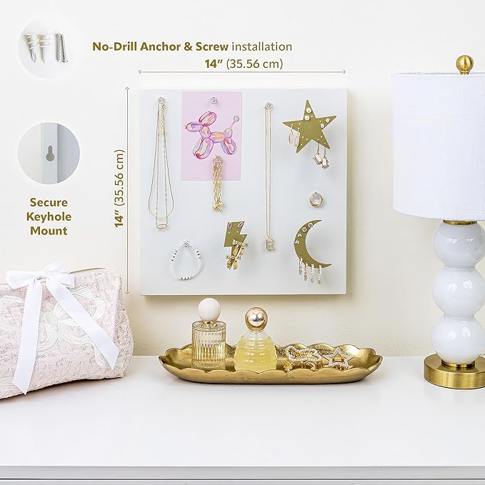 Magnetic Wall Mounted Jewelry Organizer | Hanging Jewelry Storage | Preppy Jewelry Holder For The Wall | Trendy Jewelry Storage Solutions For Girls & Young Adults