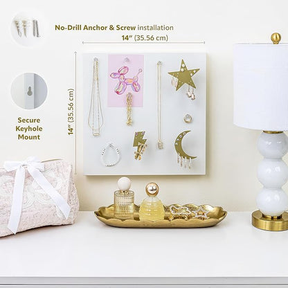 Magnetic Wall Mounted Jewelry Organizer | Hanging Jewelry Storage | Preppy Jewelry Holder For The Wall | Trendy Jewelry Storage Solutions For Girls & Young Adults