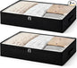 Fixwal Black Underbed Storage Bags with Clear Window and 2 Reinforced Handles Under Bed Storage Containers for Clothing, Bedding, Comforter (2 Pack)