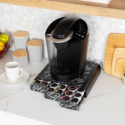 Mind Reader Single Serve Coffee Pod Organizer with 3 Drawers, 36 Pod Capacity, 12.25"L x 13.5"W x 2.5"H, Black Print
