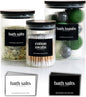 Mason & Fable 3x Ribbed Glass Bathroom Jars with Airtight Black Bamboo Lids | Cotton Pad/Buds/Q tip Holder | Bath Salt/Small Makeup/Apothecary Storage Canister- 10, 20 & 40 fl.oz