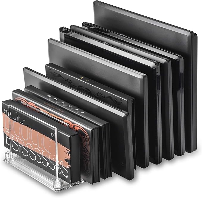 Acrylic Makeup Storage Eyeshadow Palette Organizer w/Removable Dividers 10 Space Display Case Fits Virtually All Blush Powder Pallet Sizes (3)