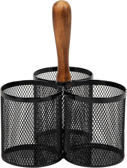 Mind Reader Utensil Holder, Silverware Organizer, Caddy, Cutlery Holder, Kitchen, Metal Mesh, 7.5"L x 7.5"W x 9.75"H, Black
