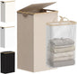 efluky 26 Gal Laundry Basket with Lid and Net Bag, Tall Laundry Hamper with Bamboo Handles, Aesthetic Dirty Clothes Bin for Laundry Room, Bathroom, Bedroom and Dorm, Oatmeal