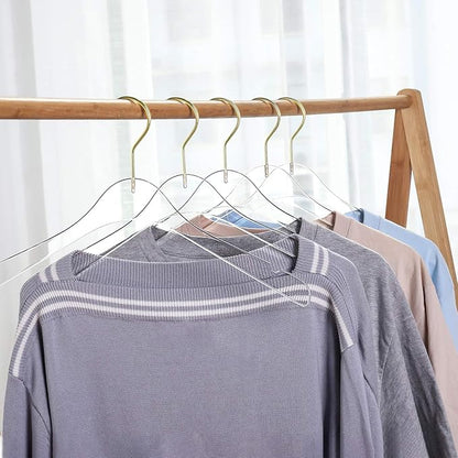 15 Pack Premium Quality Clear Acrylic Clothes Hangers - Clear & Gold Finish