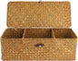 Hipiwe Seagrass Storage Basket Bin with Lid Rectangular Woven Shelf Baskets for Closets Pantry Bathroom Kitchen Shelf Organizing, Caramel,14.2" x 6.3''x 4.7''