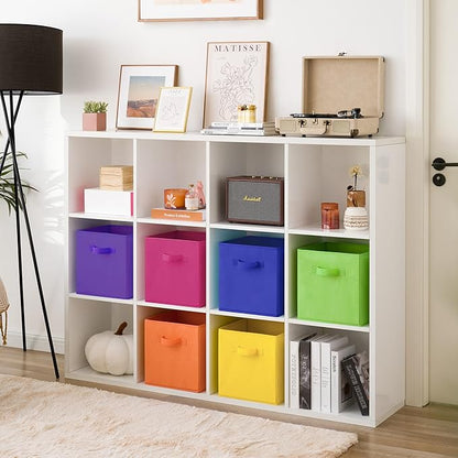 GRANNY SAYS 11 Inch Cube Storage Bins, Colorful Cube Storage Organizer, Fabric Storage Bins, Storage Cubes for Shelves, Closet, Toy Storage Bins for Kids Room, Play Room, Rainbow, 6-Pack