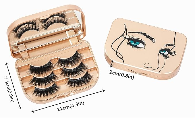 Champion Gold Eyelash Storage Case Organizer With Makeup Mirror Frame Box, Magnetic Lash Packaging Travel Bag