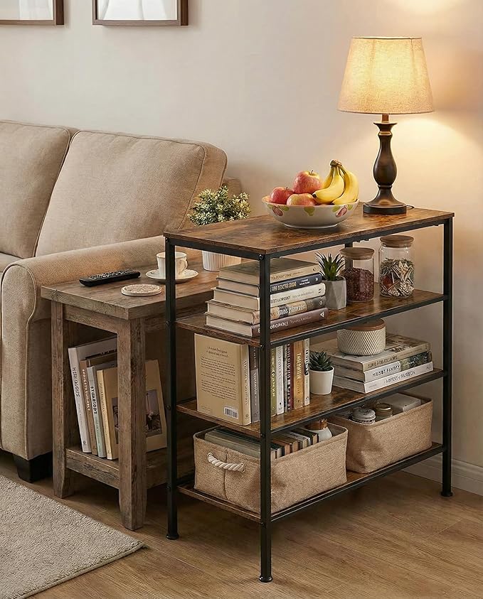 4-Tier Shoe Rack for Entryway, Bedroom & Living Room – Sturdy Shoe Storage Organizer with Adjustable Leveling Feet, Compact Design (26.9”x11.8”x25.1”), Rustic Brown
