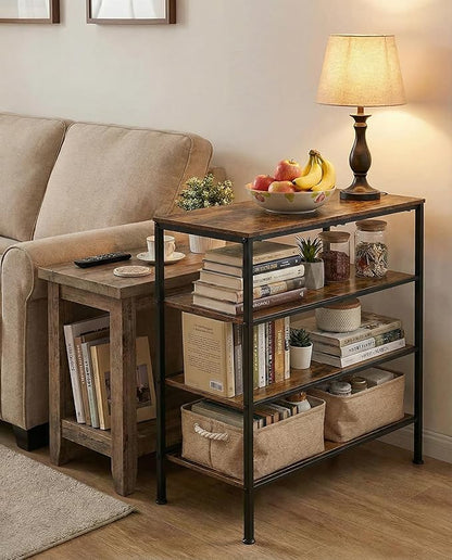 4-Tier Shoe Rack for Entryway, Bedroom & Living Room – Sturdy Shoe Storage Organizer with Adjustable Leveling Feet, Compact Design (26.9”x11.8”x25.1”), Rustic Brown