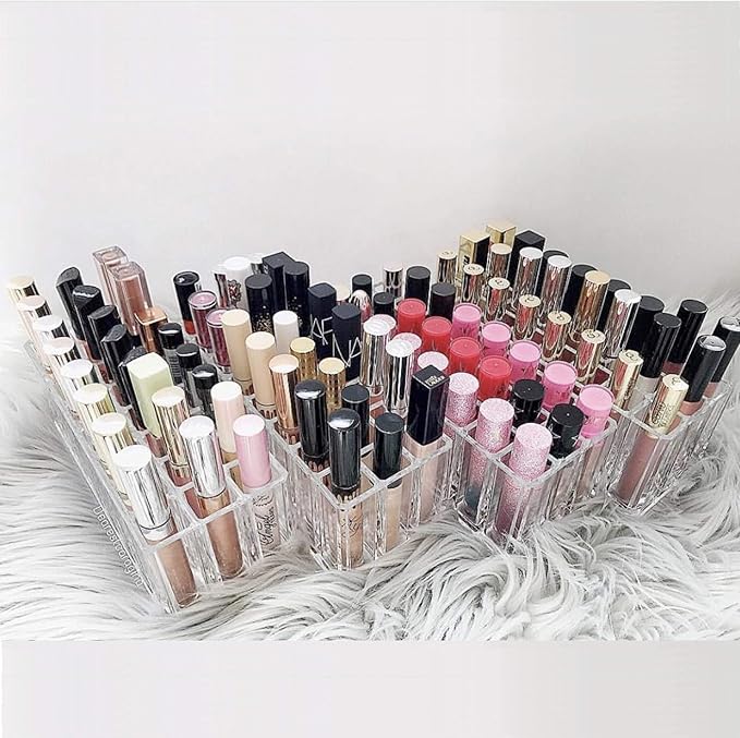 Acrylic Lip Gloss Organizer Makeup Storage Organization Refillablle Container Beauty Display Case 24 Space to Organize Tall Lip Gloss Lipsticks (2)