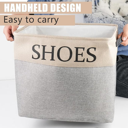2 Pack Storage Basket for Shoe Organizer, Flodable Space-Saving Storage Bin Decorative Basket Shoe Storage Bin Organizer for Hallway Entryway Home Decor Living Room