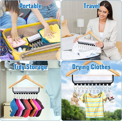 Hat Organizer, 3 Pack Hat Racks for Baseball Caps, 10 Clips Hat Hangers for Closet Travel to Hang Baseball Hat, Socks, Ties, Accessories Display Storage, Fits Hangers, White Plastic Foldable