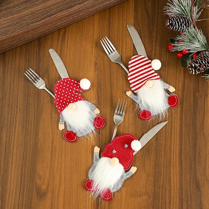 Christmas Silverware Holder Festive Cutlery Bags for Party Adorable Table Decor Compact