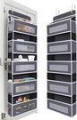 Over The Door Organizer 44LB Capacity with 5 Large Pockets & 10 Mesh Side Pockets, Clear Window Anti-Tilt Hanging Storage for Nursery, Bathroom, Pantry - Dark Grey, 1 Pack