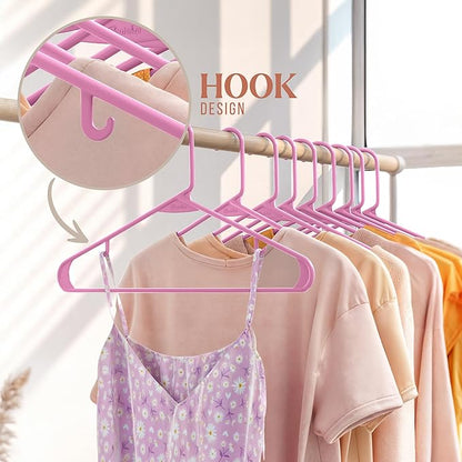 Plastic Hangers 50 Pack Pink - Clothes Hangers - Makes The Perfect Coat Hanger and General Space Saving Hangers for Closet and New Apartment Essentials - Percheros Ganchos para Colgar Ropa Hangars