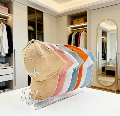 Hat Organizer for Baseball Caps,2 Pack Clear Acrylic Hat Stand For 14 Baseball Caps,Hat Holder for Display and Organization for Closet, Bedroom,Dresser, Office, Hat Racks