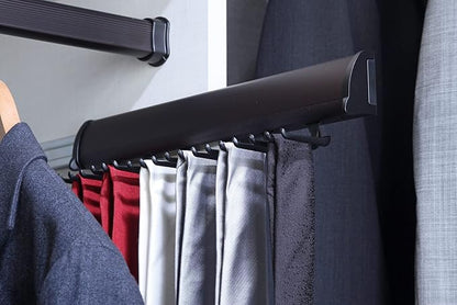 TAG Hardware Designer 15 Hook Full Extension Telescopic Tie Rack Closet Organizer (Black)